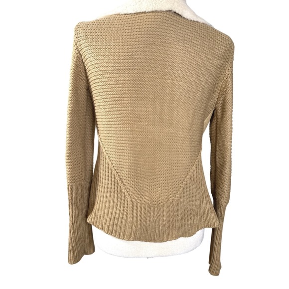KNOX ROSE Womens Camel Beige Faux Shearling Suede Open Cardigan Sweater S NWOT - Picture 4 of 12